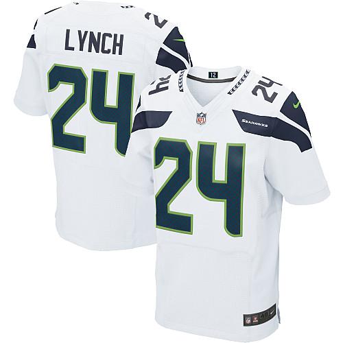 Men's Elite Marshawn Lynch Nike Jersey White Road - #24 NFL Seattle Seahawks